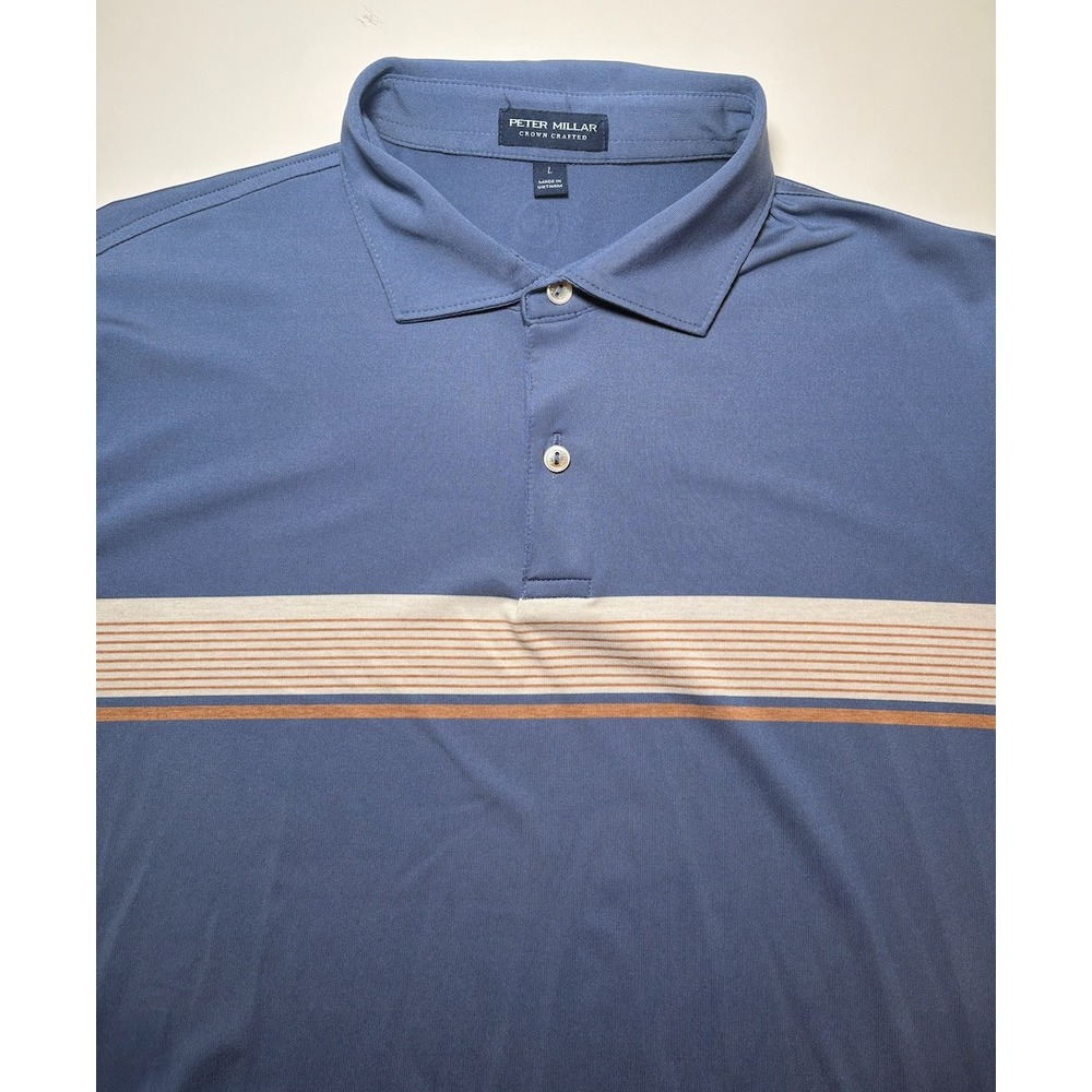 Peter Millar Crown Crafted Blue Polo Shirt | Large - Picture 3 of 4